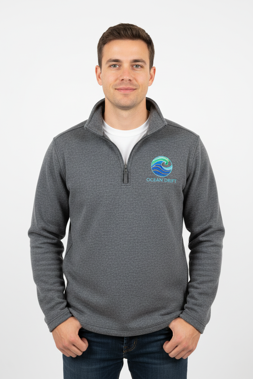 Person wearing quarter-zip pullover