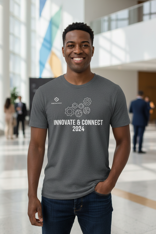 Person wearing custom event t-shirt