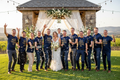 Large wedding party wearing matching custom shirts