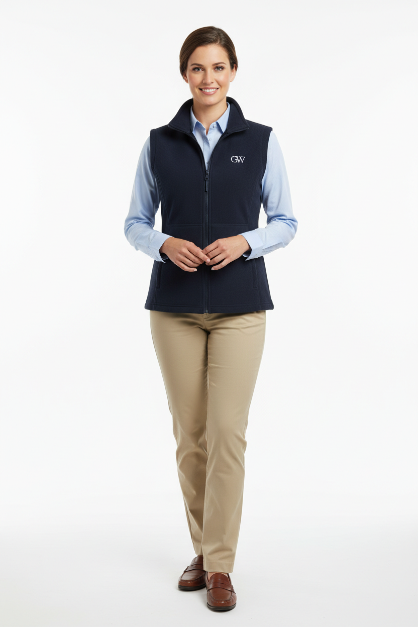 Person wearing fleece vest