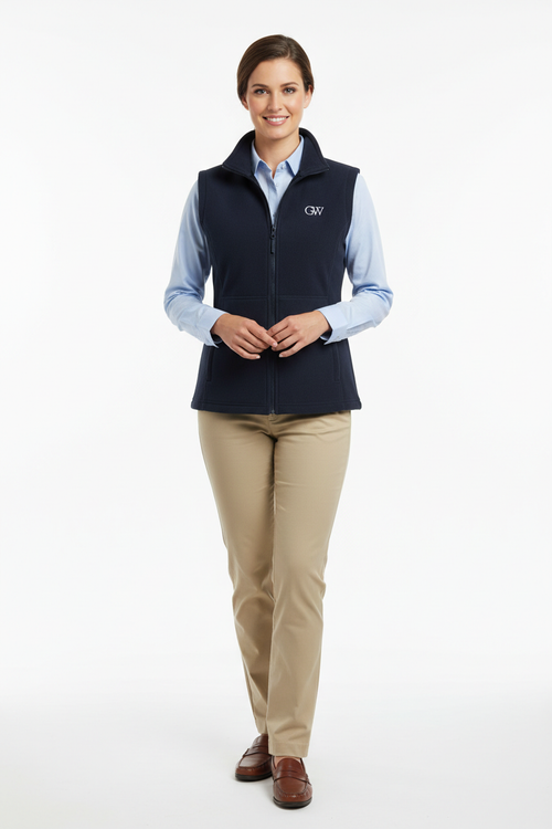 Person wearing fleece vest